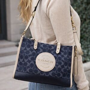 Coach Navy Signature Canvas Tote Crossbody NWOT